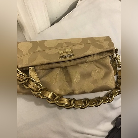 Coach Handbags - Coach Gold Chain Clutch